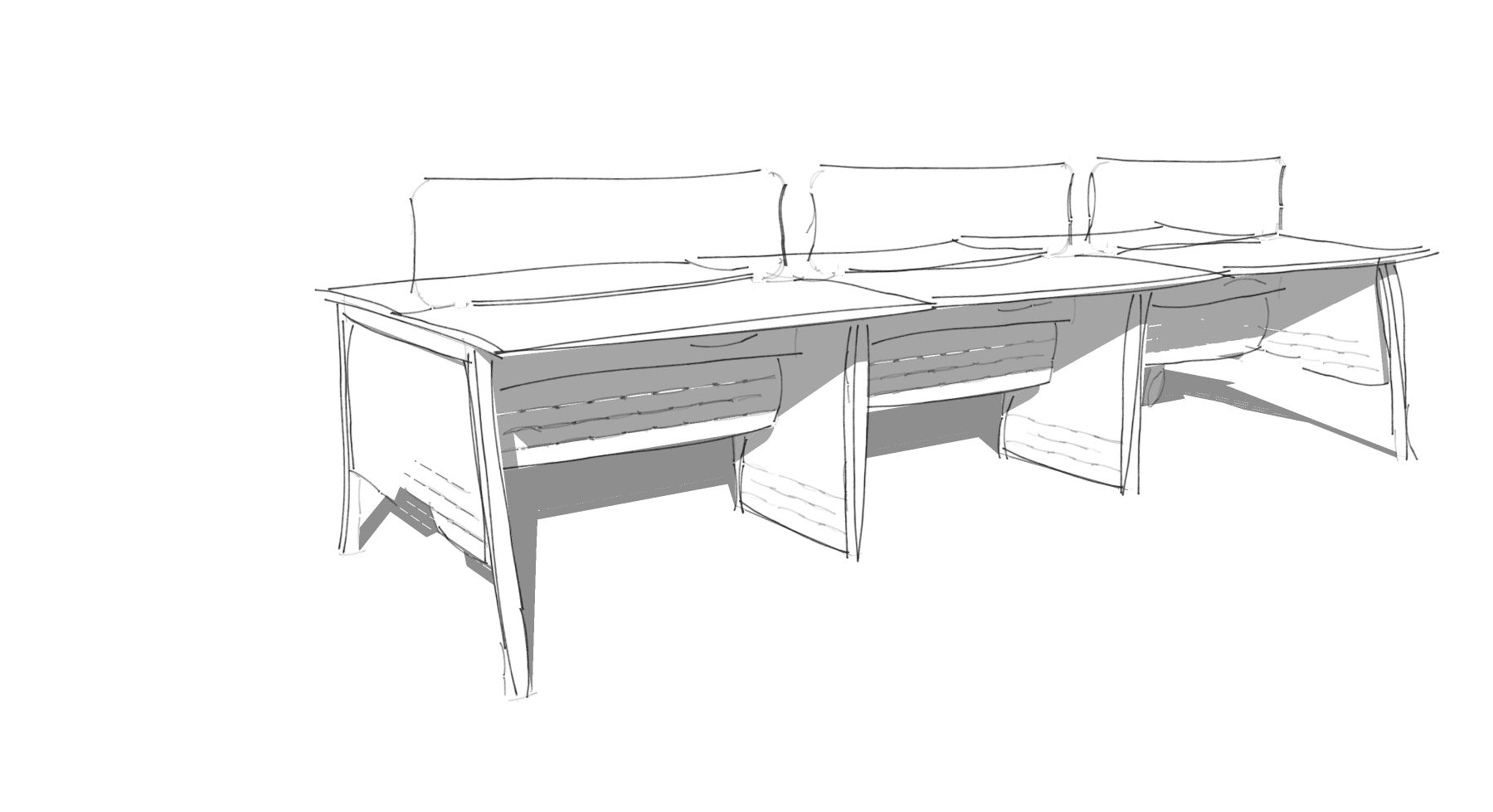 Initial concept hand sketch for workstation design