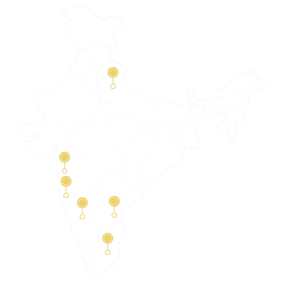 Map of India with delivery locations